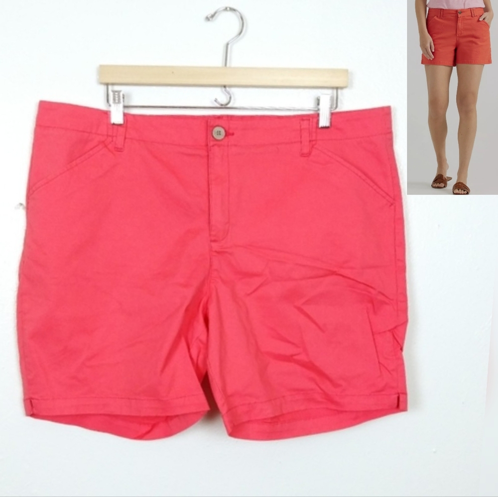 Lee 20 Medium Mid Rise Flat Front Shorts Coral Pink